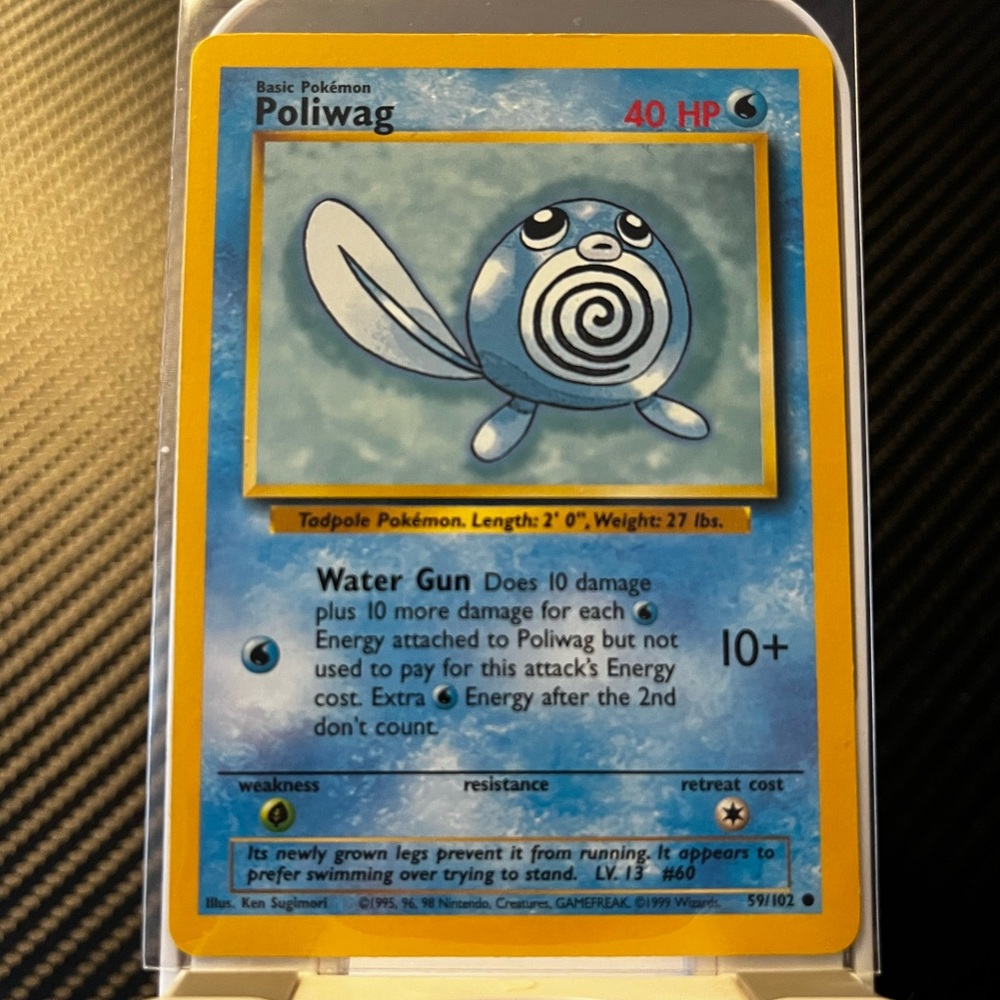 POLIWAG #59/102 Pokemon TCG 1st Edition Base Set 1999 VINTAGE WOTC